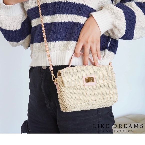 Natural/Ivory Sift Straw Purse w/Chain - Picture 8 of 16